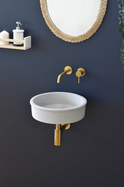 Handmade concrete wall-hung basin Duna mural — KreaConcrete