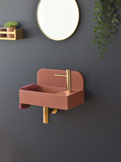 Handmade concrete wall-hung basin Aura mural — KreaConcrete