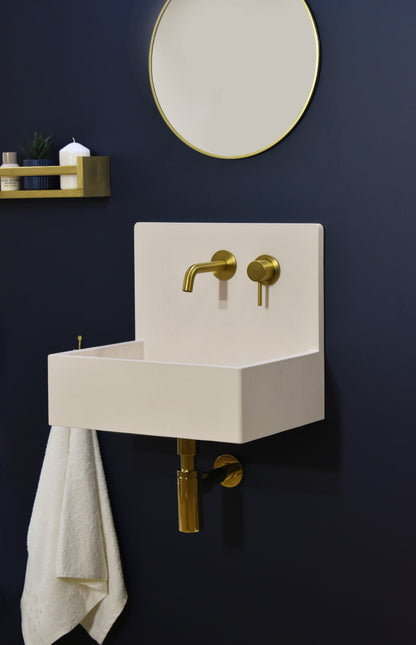 Handmade concrete wall-hung basin Mia Crema White — KreaConcrete