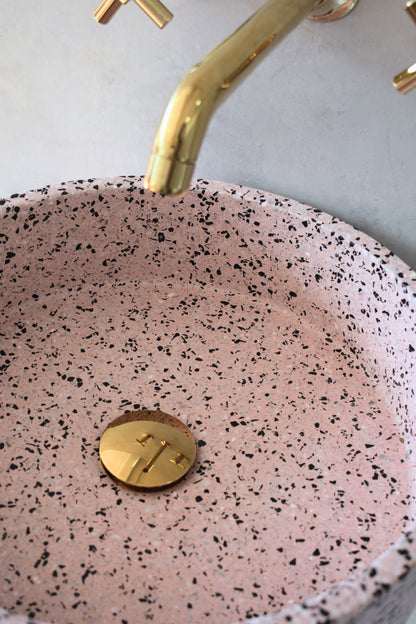 Handmade terrazzo wall-hung basin Eos Pink mural — KreaConcrete