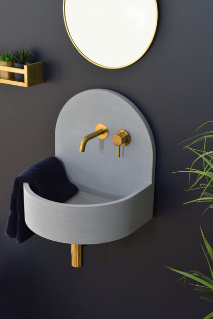 Handmade concrete wall-hung basin Amber Light Blue — KreaConcrete