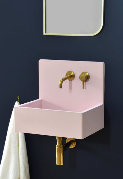 Handmade concrete wall-hung basin Mia Pink — KreaConcrete