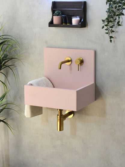 Handmade concrete wall-hung basin Mia Pink — KreaConcrete