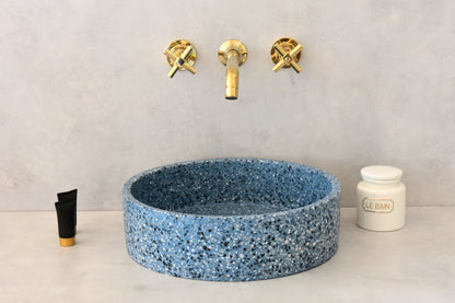 Handmade terrazzo countertop basin Eos Blue — KreaConcrete