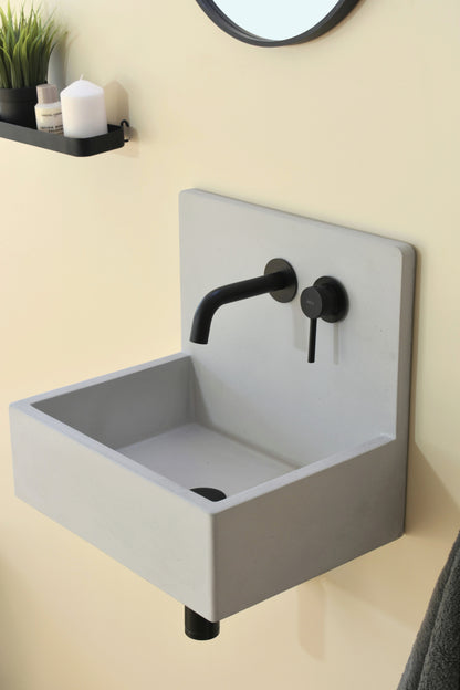 Handmade concrete wall-hung basin Mia Grey — KreaConcrete