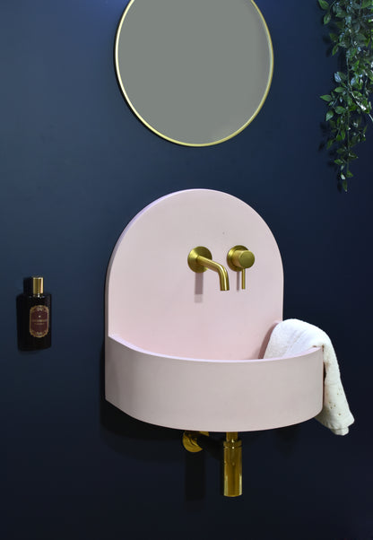 Lavabo de hormigón artesanal mural Amber Pink