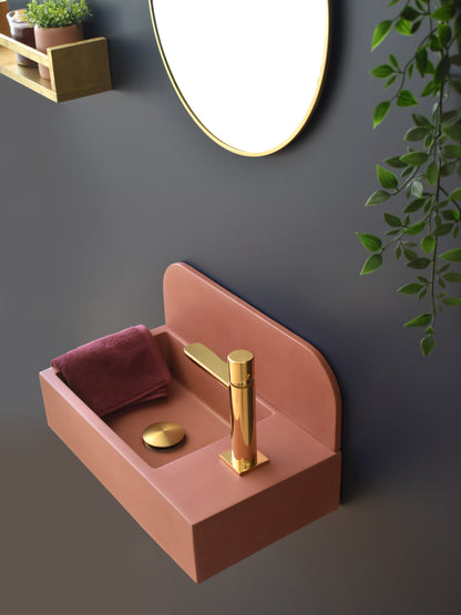 Handmade concrete wall-hung basin Aura mural — KreaConcrete