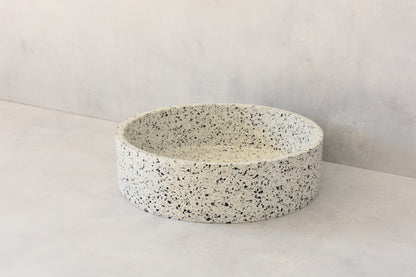 Handmade terrazzo wall-hung basin Eos Crema White mural — KreaConcrete
