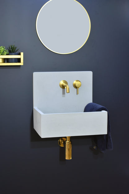 Handmade concrete wall-hung basin Mia Light Blue — KreaConcrete