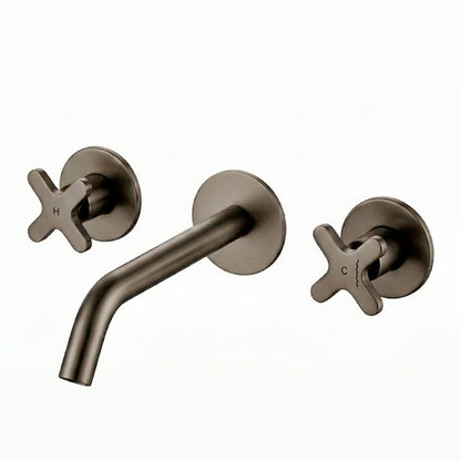 Wall-mounted double-lever faucet ASM Taps 3-hole Epoxy Black finish — KreaConcrete