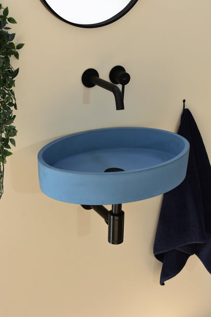 Handmade concrete wall-hung basin Iris mural — KreaConcrete