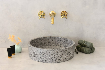Handmade terrazzo countertop basin Eos Grey — KreaConcrete