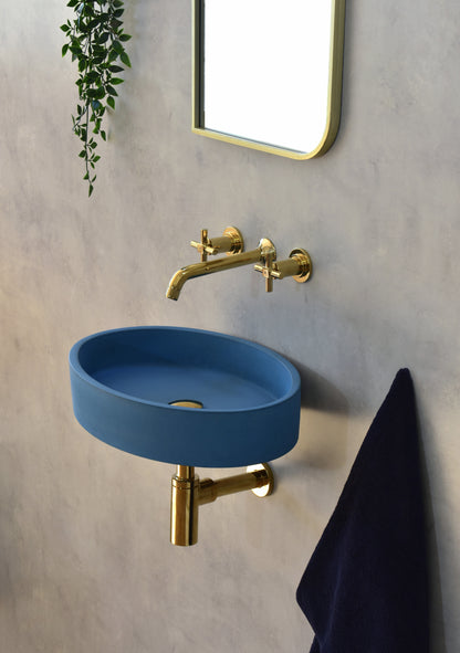 Handmade concrete wall-hung basin Iris mural — KreaConcrete