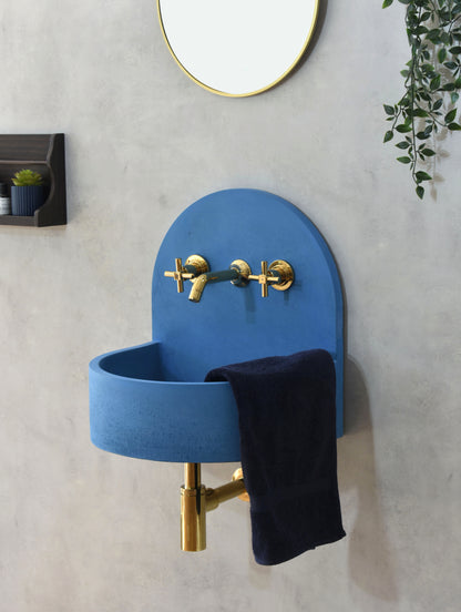 Handmade concrete wall-hung basin Amber Deep Ocean — KreaConcrete