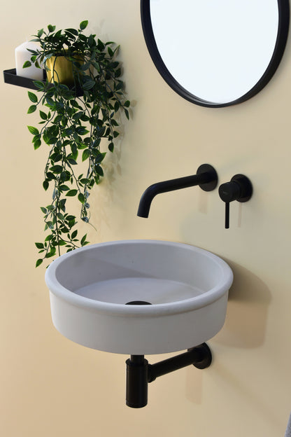 Handmade concrete wall-hung basin Duna mural — KreaConcrete