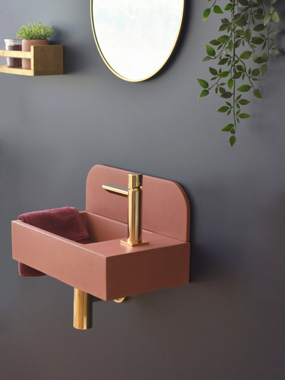 Handmade concrete wall-hung basin Aura mural — KreaConcrete