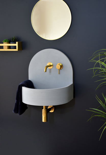 Handmade concrete wall-hung basin Amber Light Blue — KreaConcrete