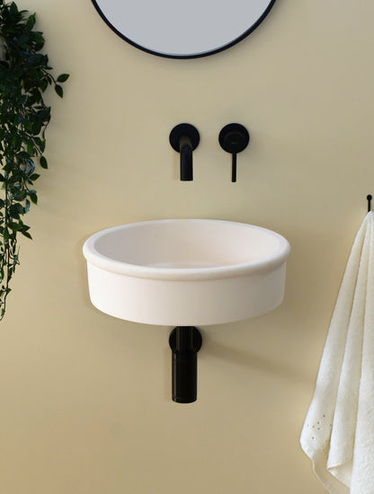 Handmade concrete wall-hung basin Duna mural — KreaConcrete