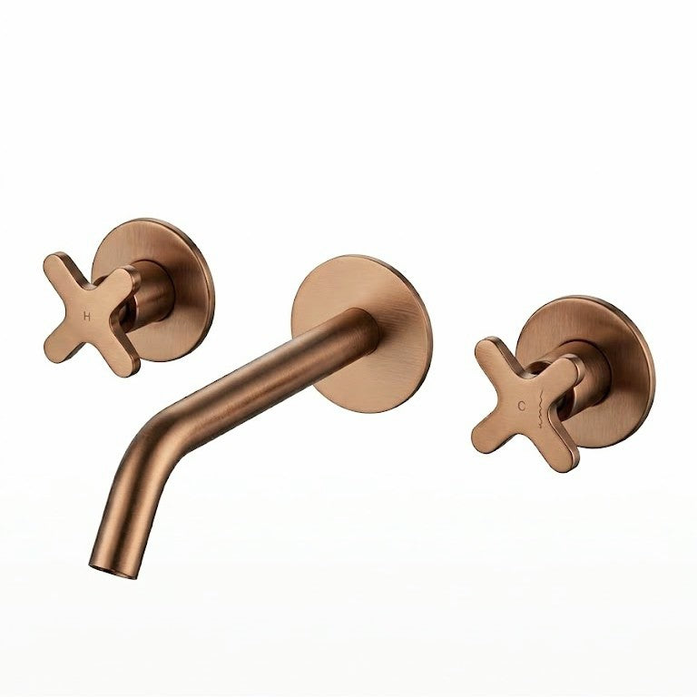 Wall-mounted double-lever faucet ASM Taps 3-hole Copper finish — KreaConcrete