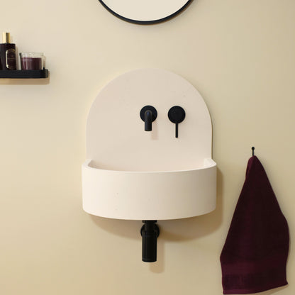 Handmade concrete wall-hung basin Amber Crema White — KreaConcrete