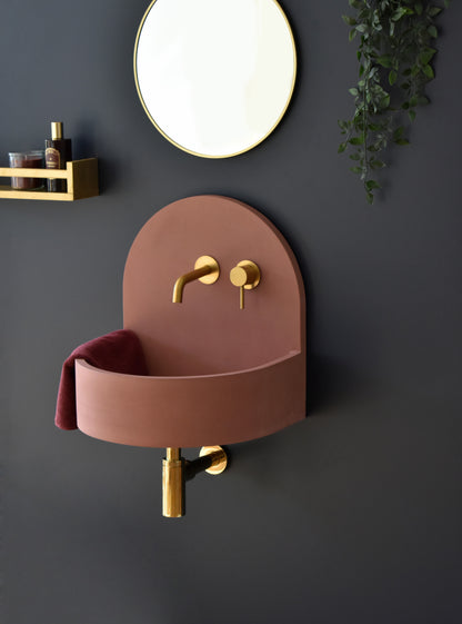 Handmade concrete wall-hung basin Amber Red Iron — KreaConcrete