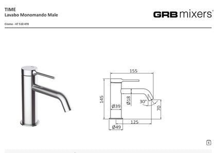 Countertop single-lever faucet Male GRB Mixers all finishes — KreaConcrete