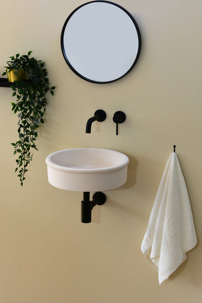 Handmade concrete wall-hung basin Duna mural — KreaConcrete