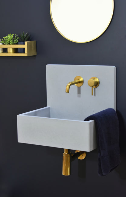 Handmade concrete wall-hung basin Mia Light Blue — KreaConcrete