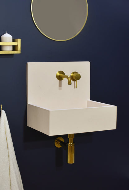 Handmade concrete wall-hung basin Mia Crema White — KreaConcrete