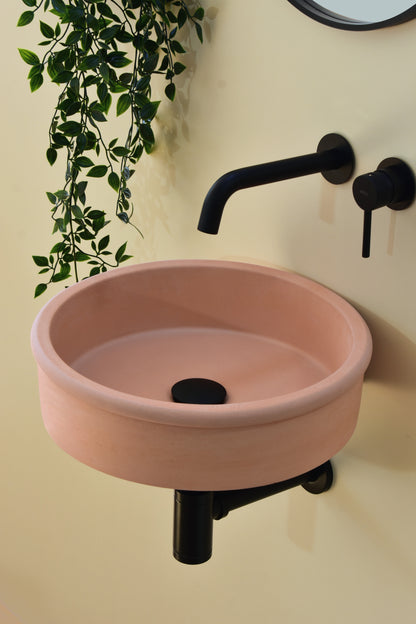 Lavabo mural de hormigón artesanal suspendido Duna — KreaConcrete