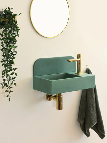 Handmade concrete wall-hung basin Aura mural — KreaConcrete