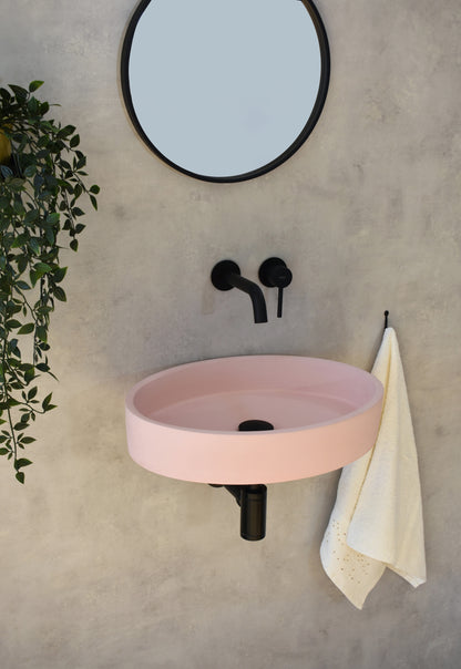 Handmade concrete wall-hung basin Iris mural — KreaConcrete