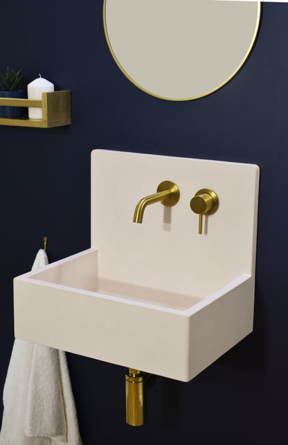 Handmade concrete wall-hung basin Mia Crema White — KreaConcrete