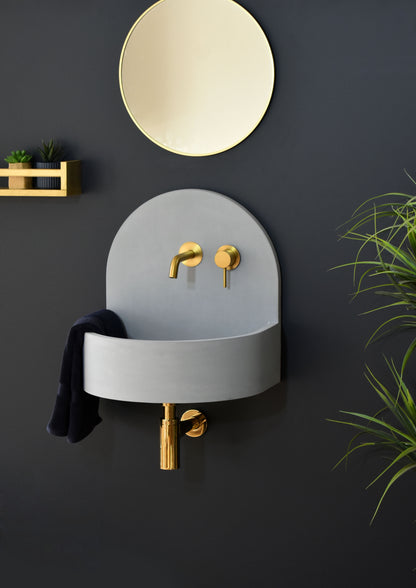 Handmade concrete wall-hung basin Amber Light Blue — KreaConcrete