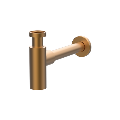 Cylindrical basin drain trap Brushed Gold finish for concrete basin — KreaConcrete