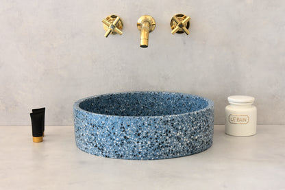 Handmade terrazzo countertop basin Eos Blue — KreaConcrete