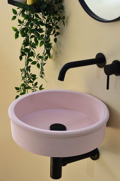Lavabo mural de hormigón artesanal suspendido Duna — KreaConcrete