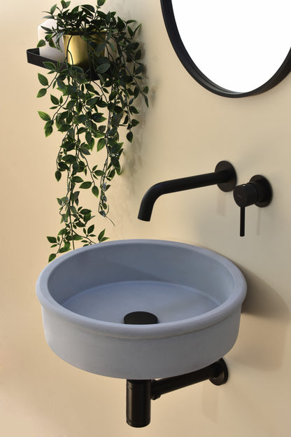 Lavabo mural de hormigón artesanal suspendido Duna — KreaConcrete