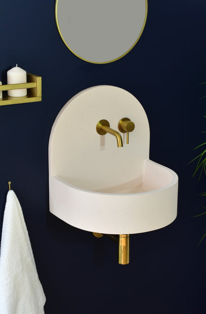 Lavabo de hormigón artesanal mural Amber Crema White
