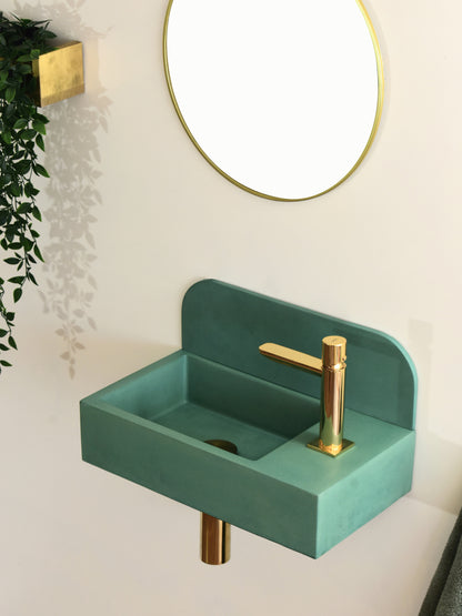 Lavabo de hormigón artesanal mural Aura — KreaConcrete