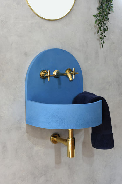 Handmade concrete wall-hung basin Amber Deep Ocean — KreaConcrete