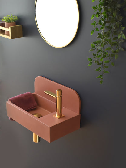 Handmade concrete wall-hung basin Aura mural — KreaConcrete