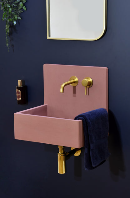 Handmade concrete wall-hung basin Mia Red Iron — KreaConcrete