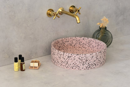 Handmade terrazzo countertop basin Eos Pink — KreaConcrete