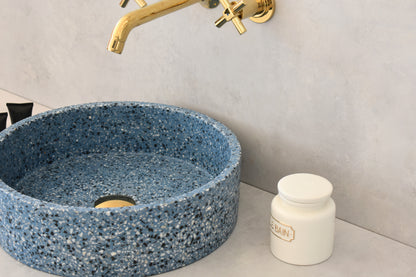 Handmade terrazzo countertop basin Eos Blue — KreaConcrete